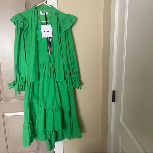 MSGM Apple Green Ruffle Midi Dress IT 38 or US 2 - Picture 8 of 8